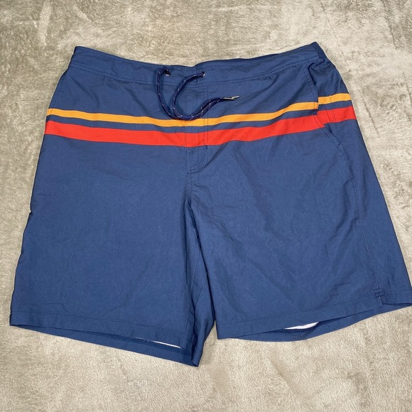 Fair‎ Harbor Swim Trunks Shorts Mens 2XL Blue Striped Boardshorts Recycled Lined - Picture 1 of 10